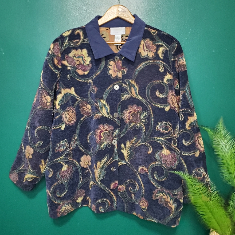 Vintage Susan Graver Floral Tapestry Jacket Plus3X